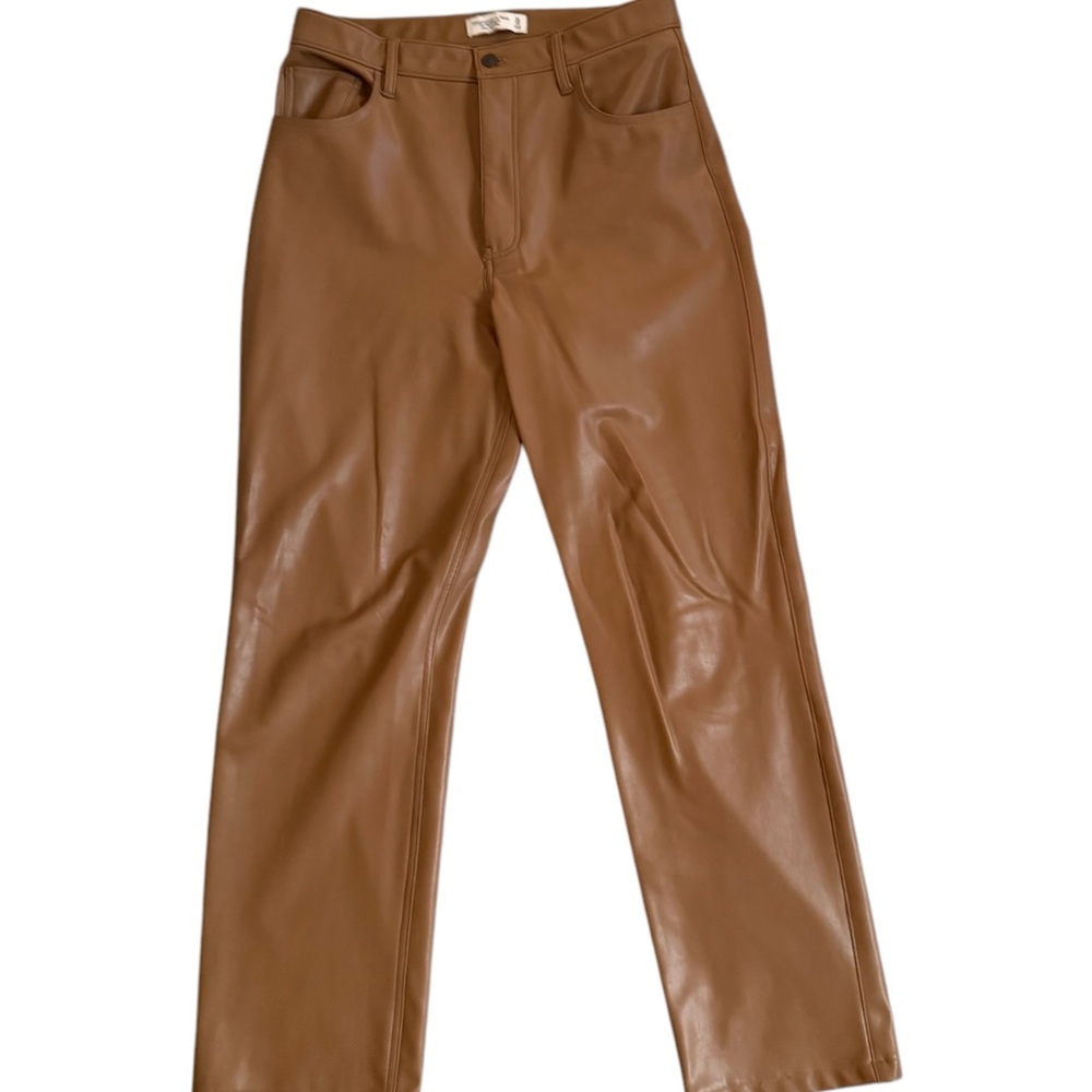 A&F Brown Leather Ultra High Rise Pant NWOT